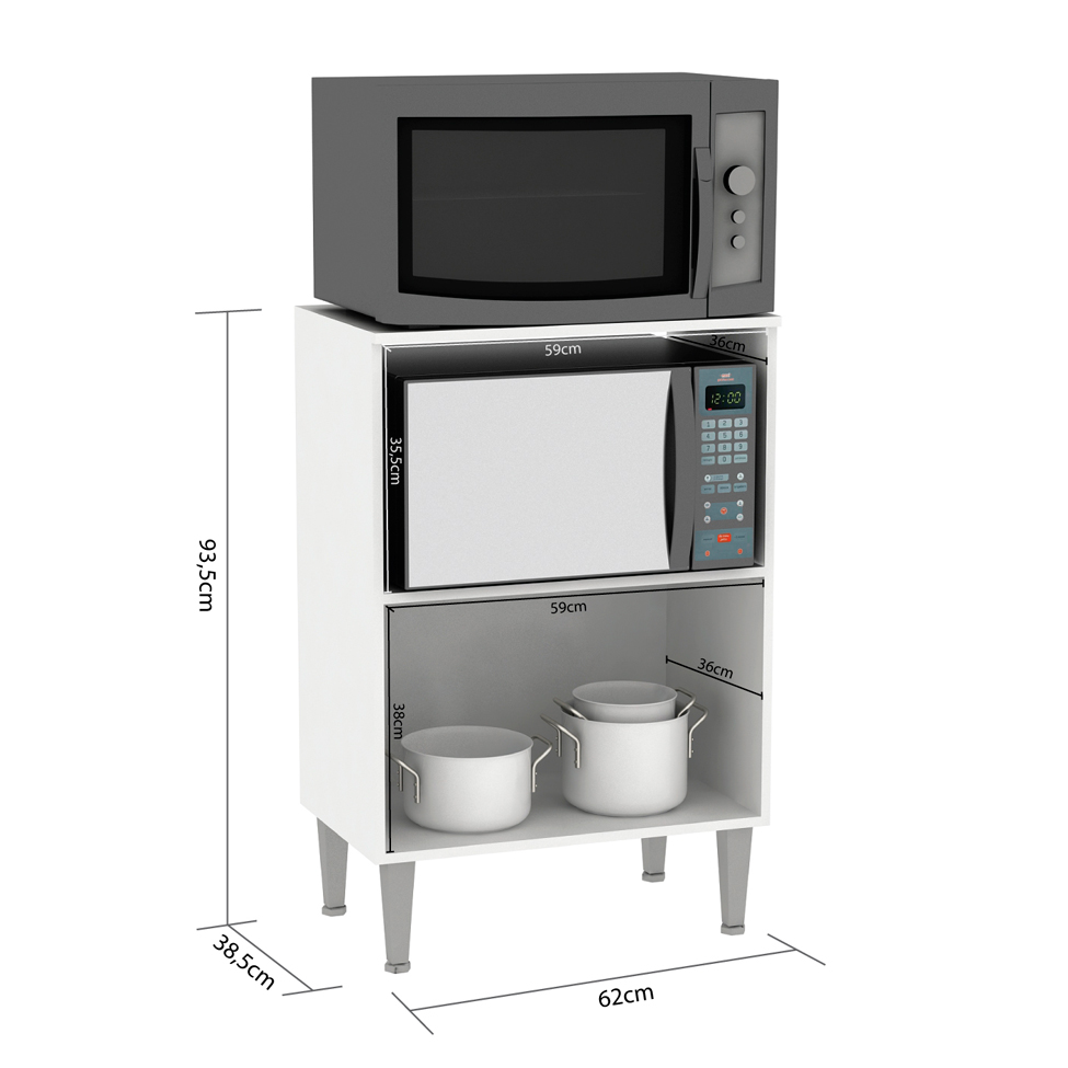 Armário para Micro-ondas Moscou 2 PT Branco