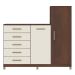 Cômoda Chicago 2 Portas 5 Gavetas Rustico e Champagne