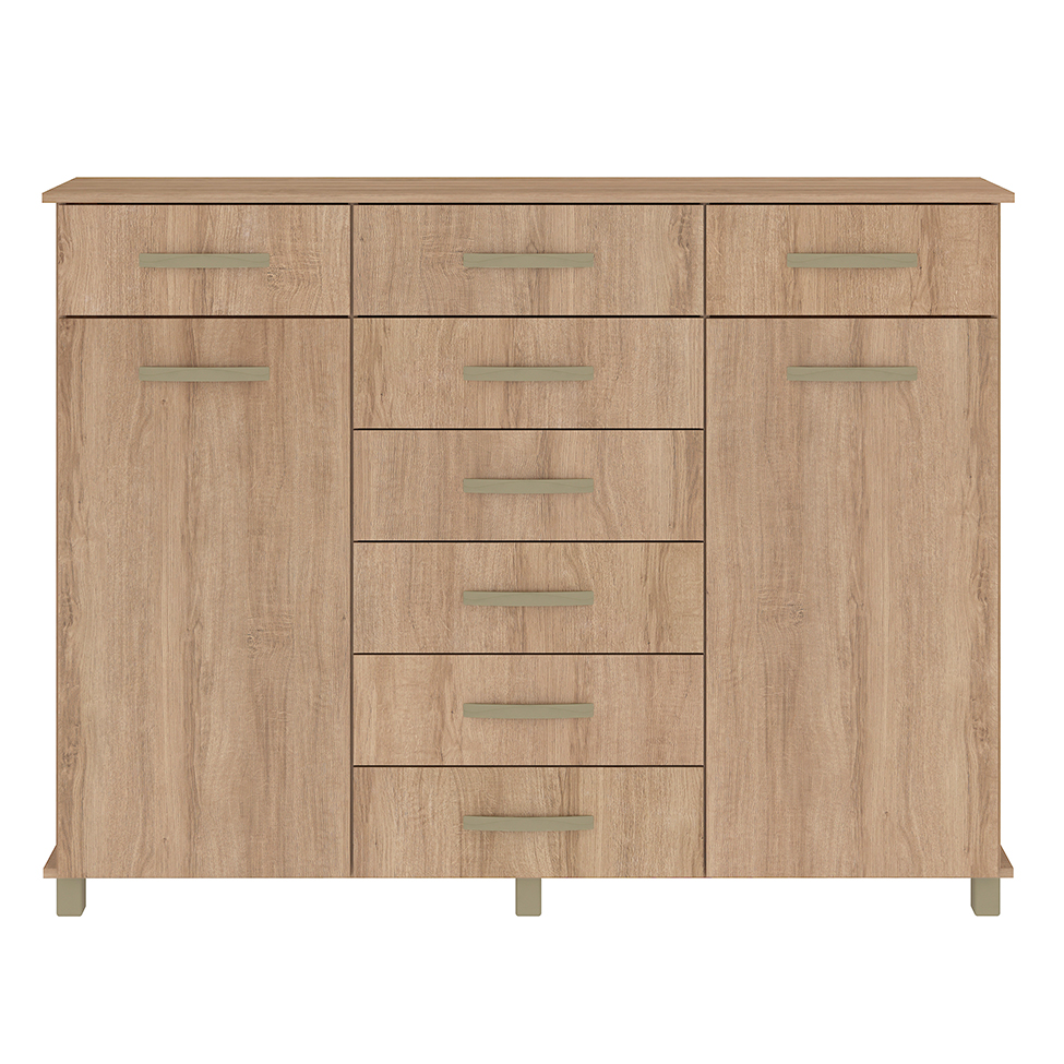 Cômoda Malibu 2 Portas 8 Gavetas Mel