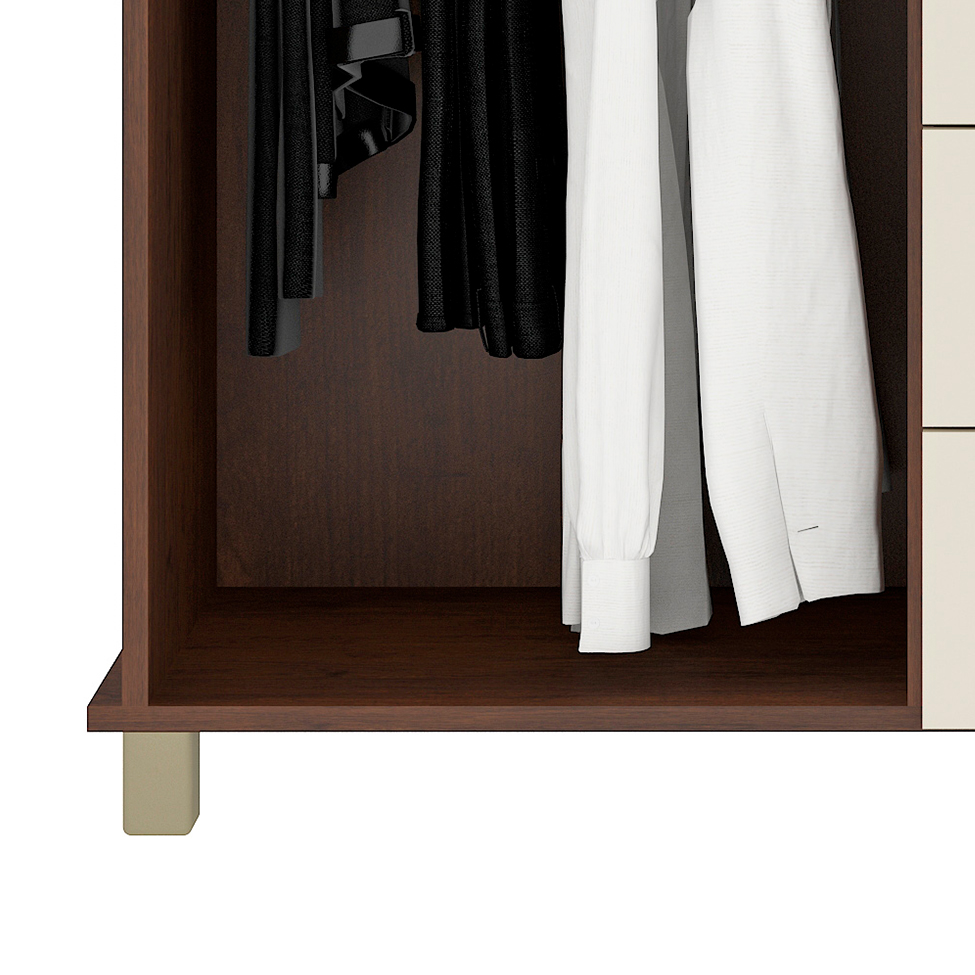 Cômoda Malibu 2 Portas 8 Gavetas Rustico e Champagne