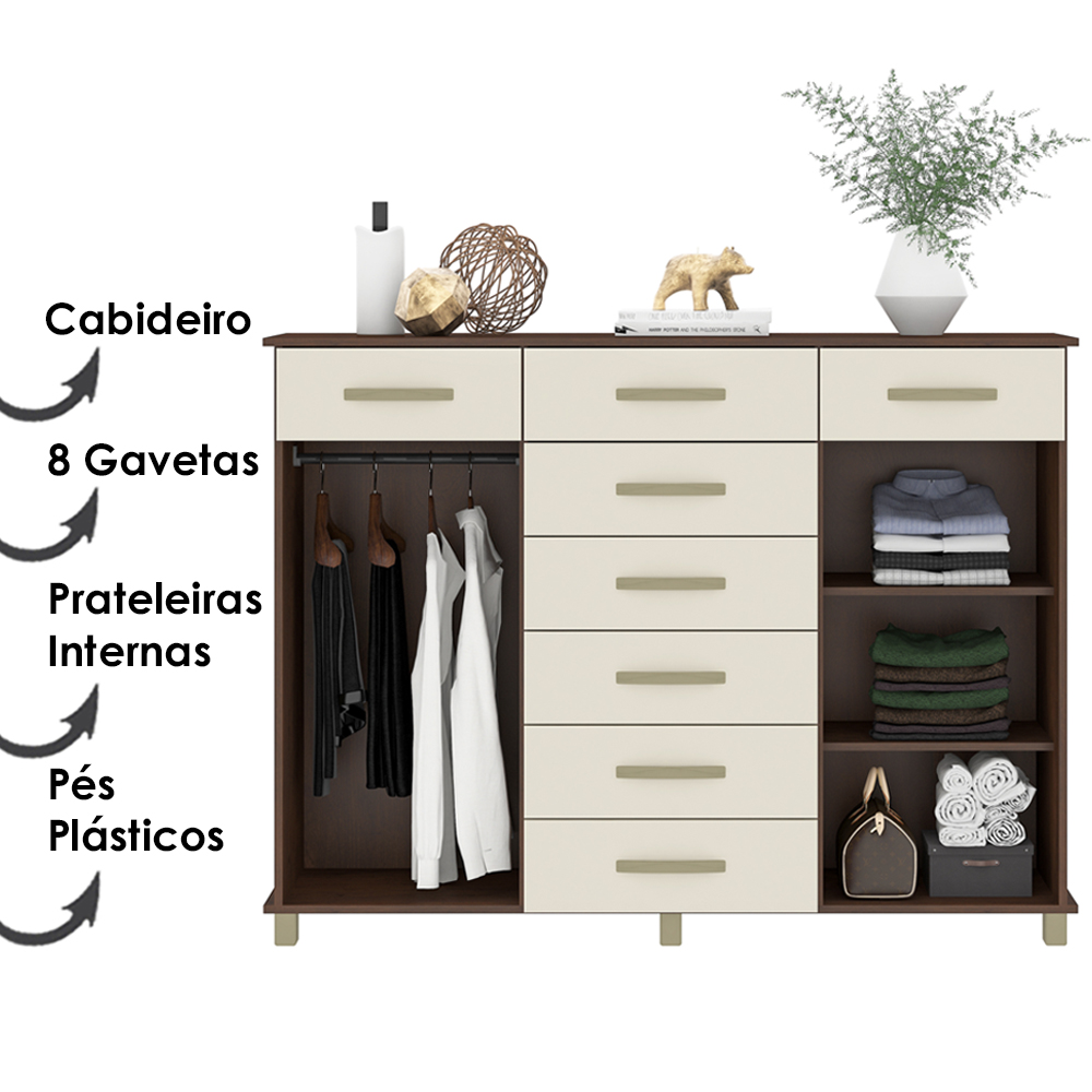 Comoda Sapateira E Cabideiro 2 PT CO180 Rustico Champagne Fell