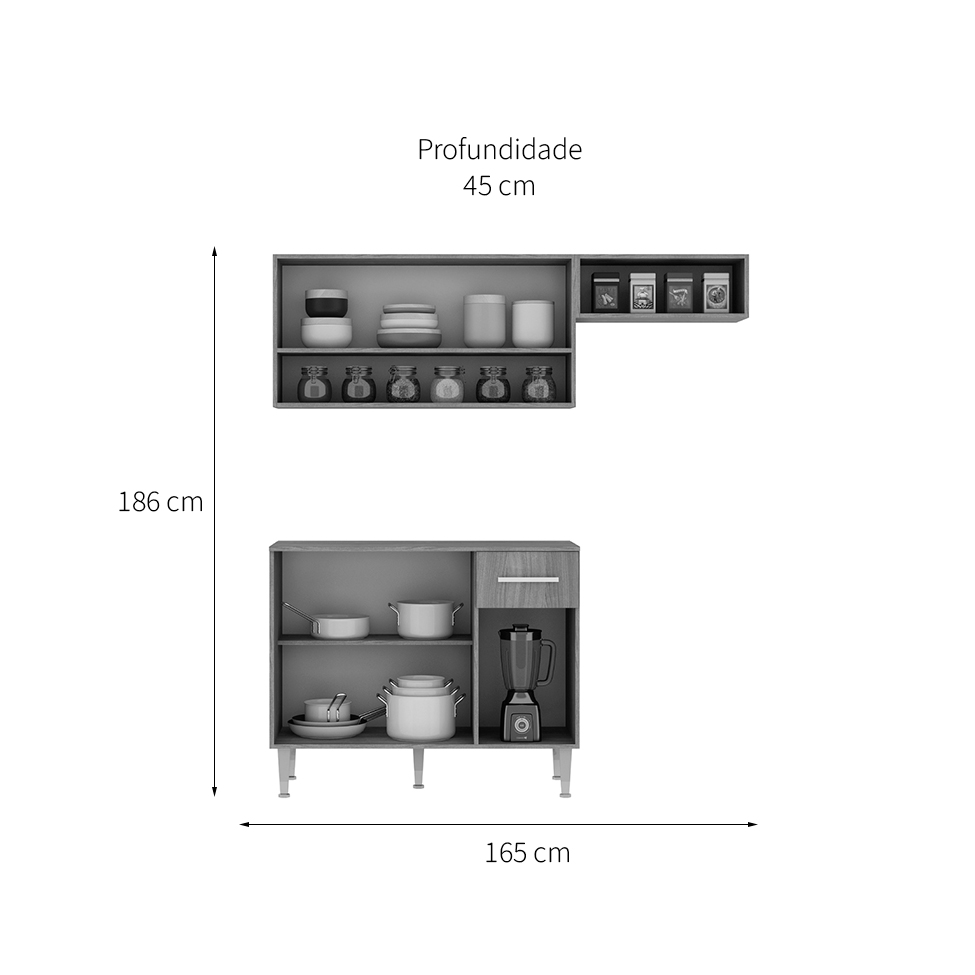 Cozinha Compacta Madri 5 PT 1 GV Teka e Branca