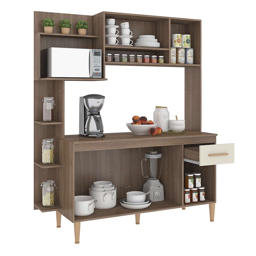 Cozinha Compacta Sofia II 5 Portas 1 Gaveta Teka e Champagne