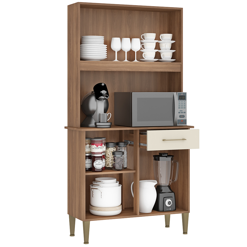 Kit de Cozinha Isabella 4 Portas 1 Gaveta Manchester e Champagne