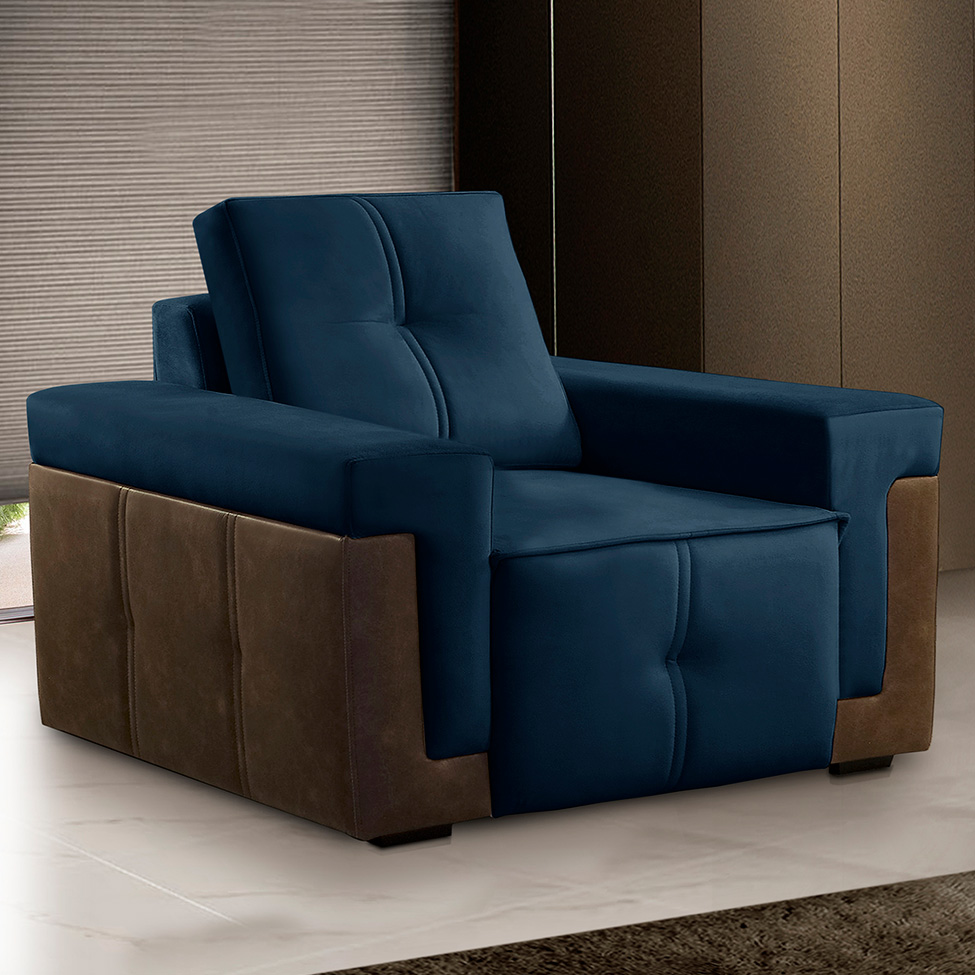 Poltrona Trento Veludo Azul