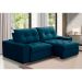 Sofá 3 Lugares Retrátil e Reclinável Argos Veludo Azul
