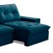 Sofá 3 Lugares Retrátil e Reclinável Argos Veludo Azul