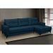 Sofá 4 Lugares Heros com Chaise Direito Veludo Azul