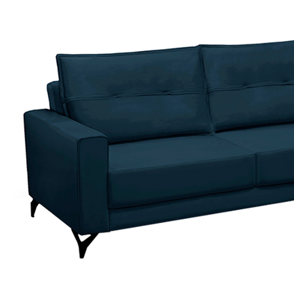 Sofá 4 Lugares Heros com Chaise Direito Veludo Azul