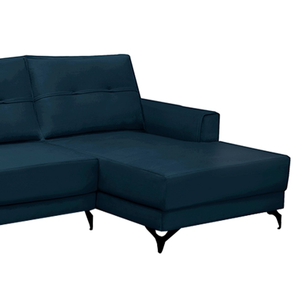 Sofá 4 Lugares Heros com Chaise Direito Veludo Azul