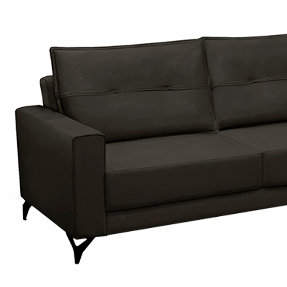 Sofá 4 Lugares Heros com Chaise Direito Veludo Marrom