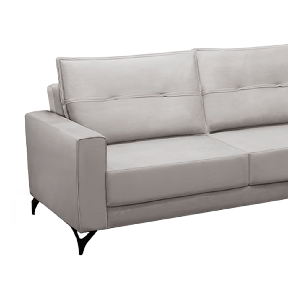Sofá 4 Lugares Heros com Chaise Direito Veludo Prata