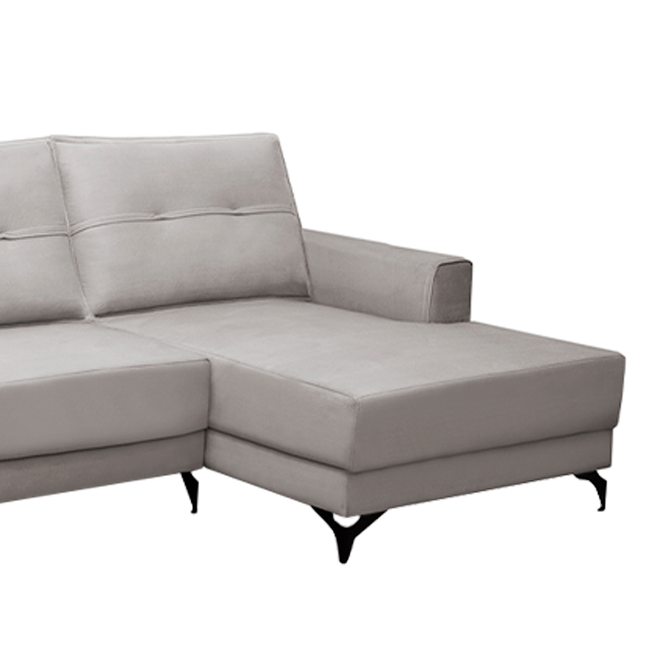 Sofá 4 Lugares Heros com Chaise Direito Veludo Prata