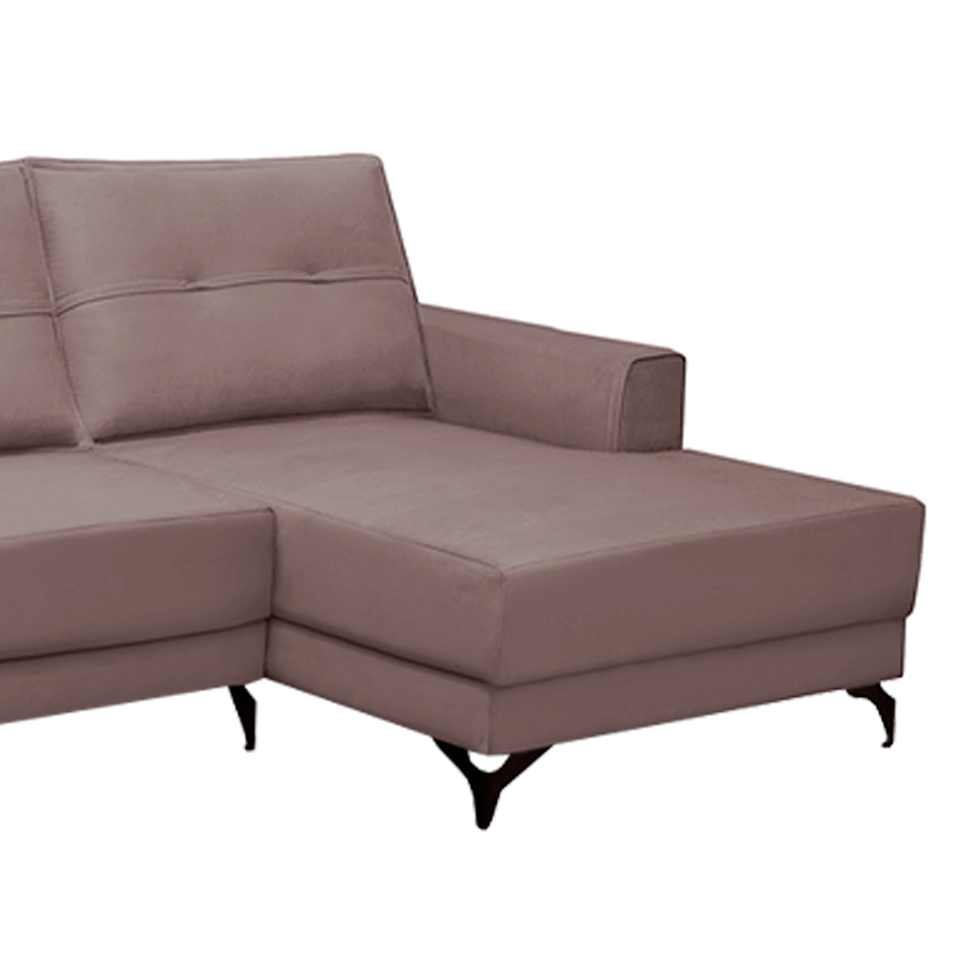 Sofá 4 Lugares Heros com Chaise Direito Veludo Rosê