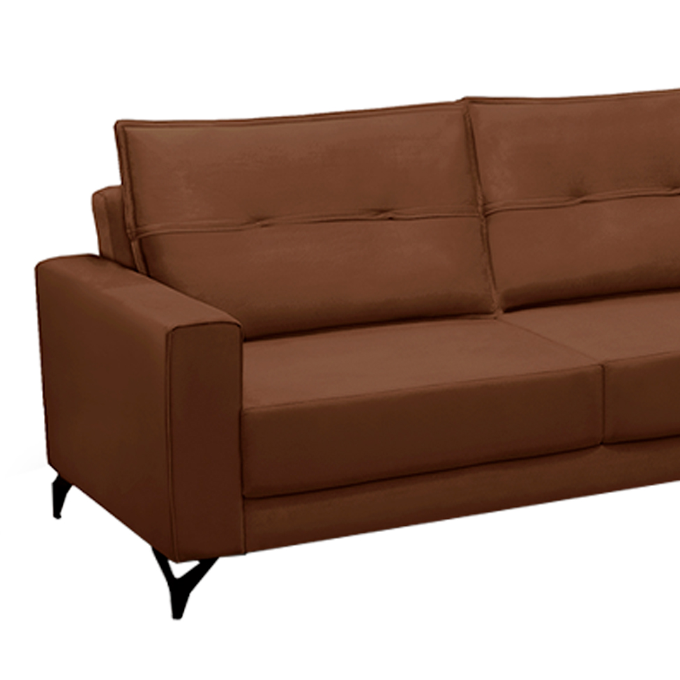 Sofá 4 Lugares Heros com Chaise Direito Veludo Terracota