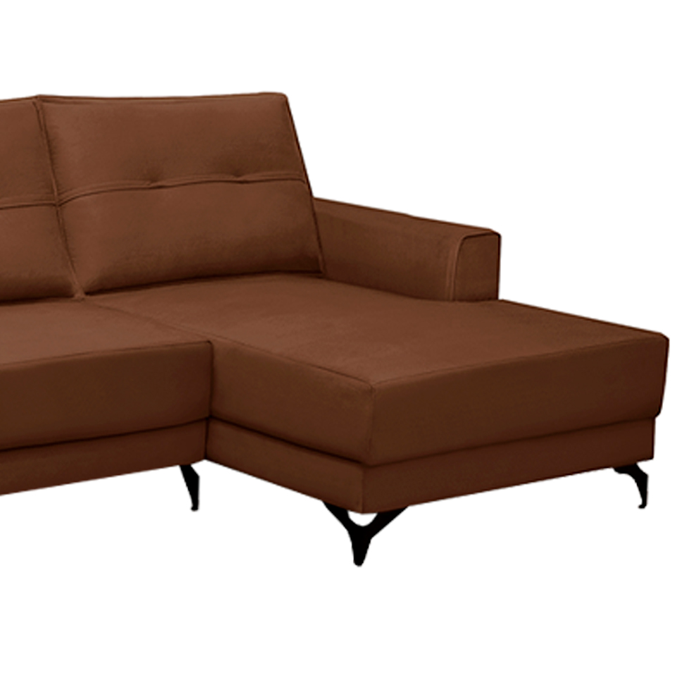 Sofá 4 Lugares Heros com Chaise Direito Veludo Terracota