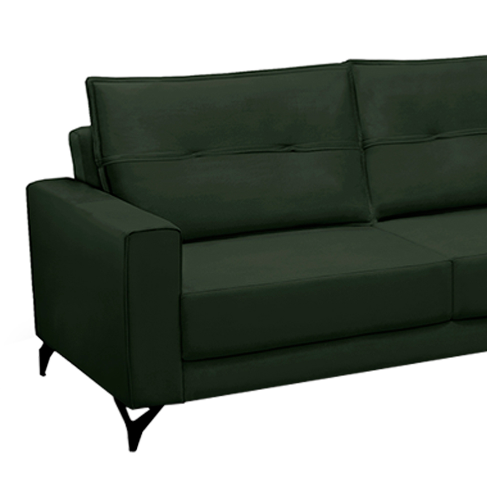 Sofá 4 Lugares Heros com Chaise Direito Veludo Verde