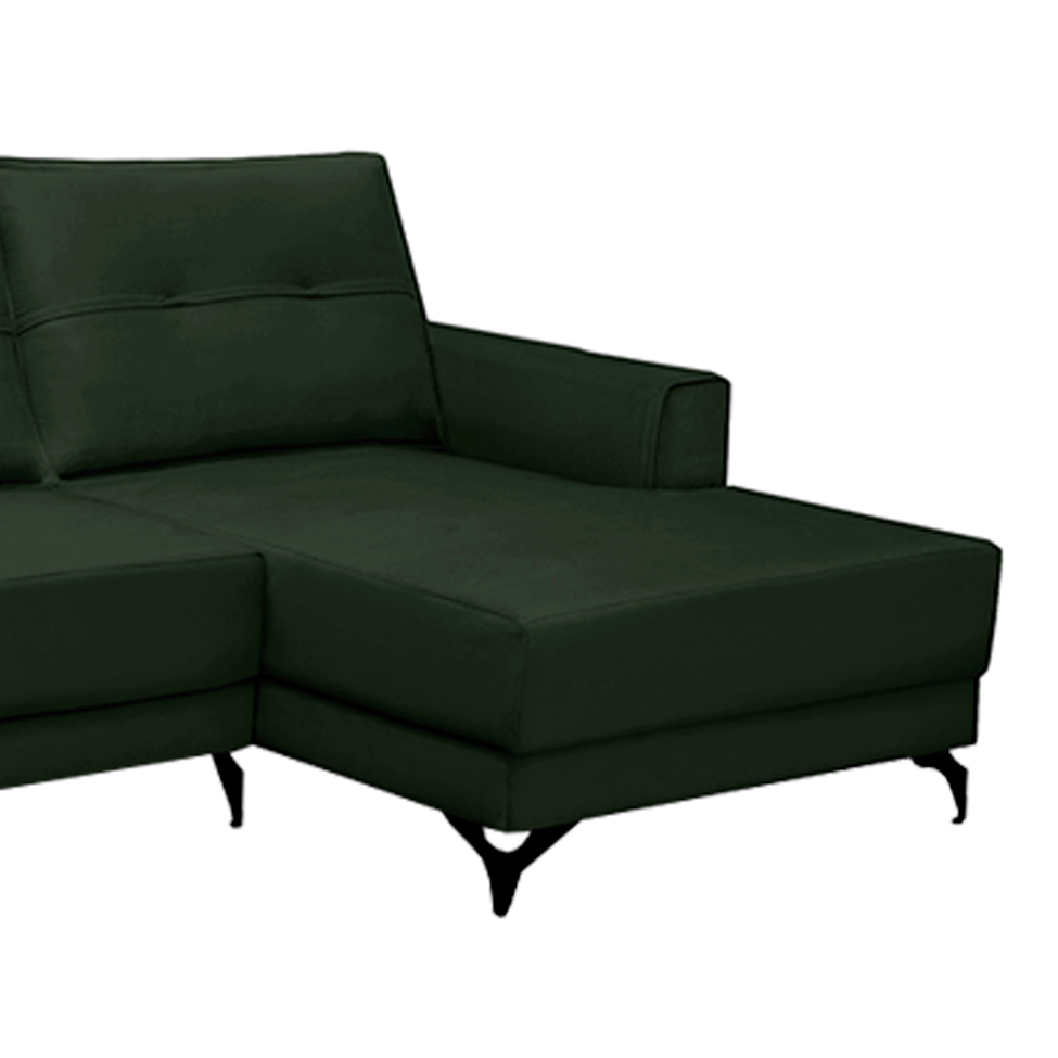 Sofá 4 Lugares Heros com Chaise Direito Veludo Verde