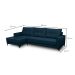 Sofá 4 Lugares Heros com Chaise Esquerdo Veludo Azul