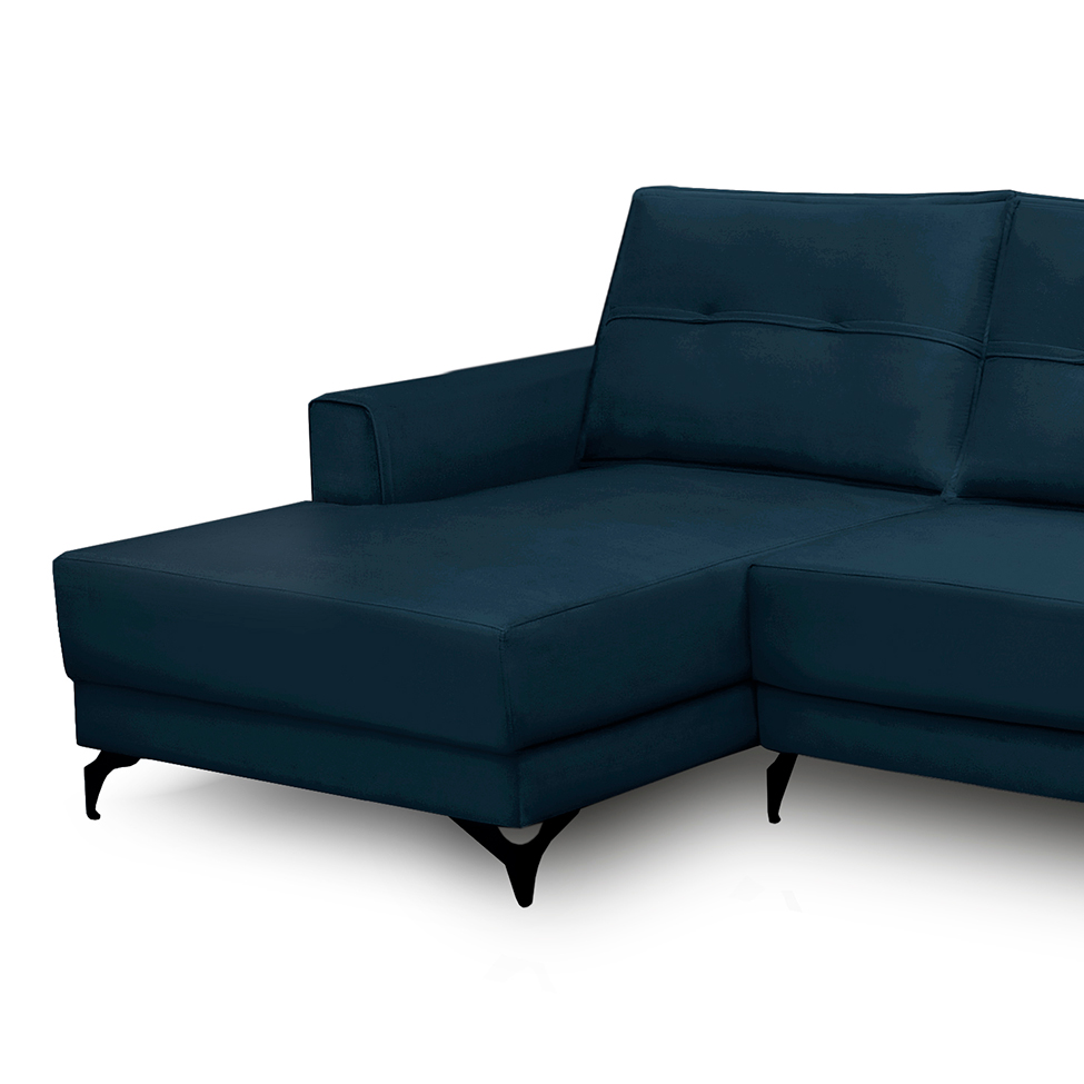 Sofá 4 Lugares Heros com Chaise Esquerdo Veludo Azul