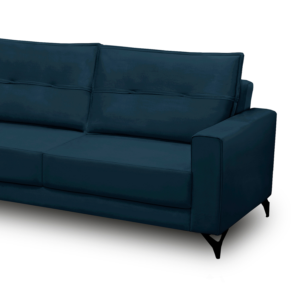 Sofá 4 Lugares Heros com Chaise Esquerdo Veludo Azul
