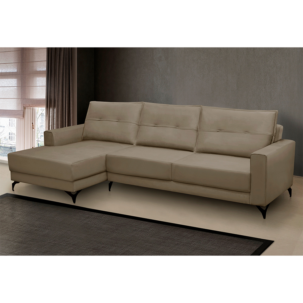 Sofá 4 Lugares Heros com Chaise Esquerdo Veludo Castor