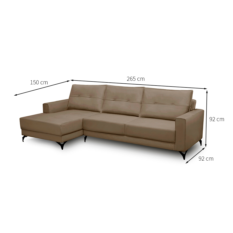 Sofá 4 Lugares Heros com Chaise Esquerdo Veludo Castor