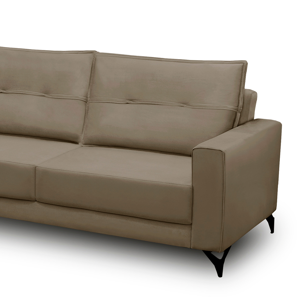 Sofá 4 Lugares Heros com Chaise Esquerdo Veludo Castor