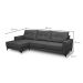 Sofá 4 Lugares Heros com Chaise Esquerdo Veludo Chumbo