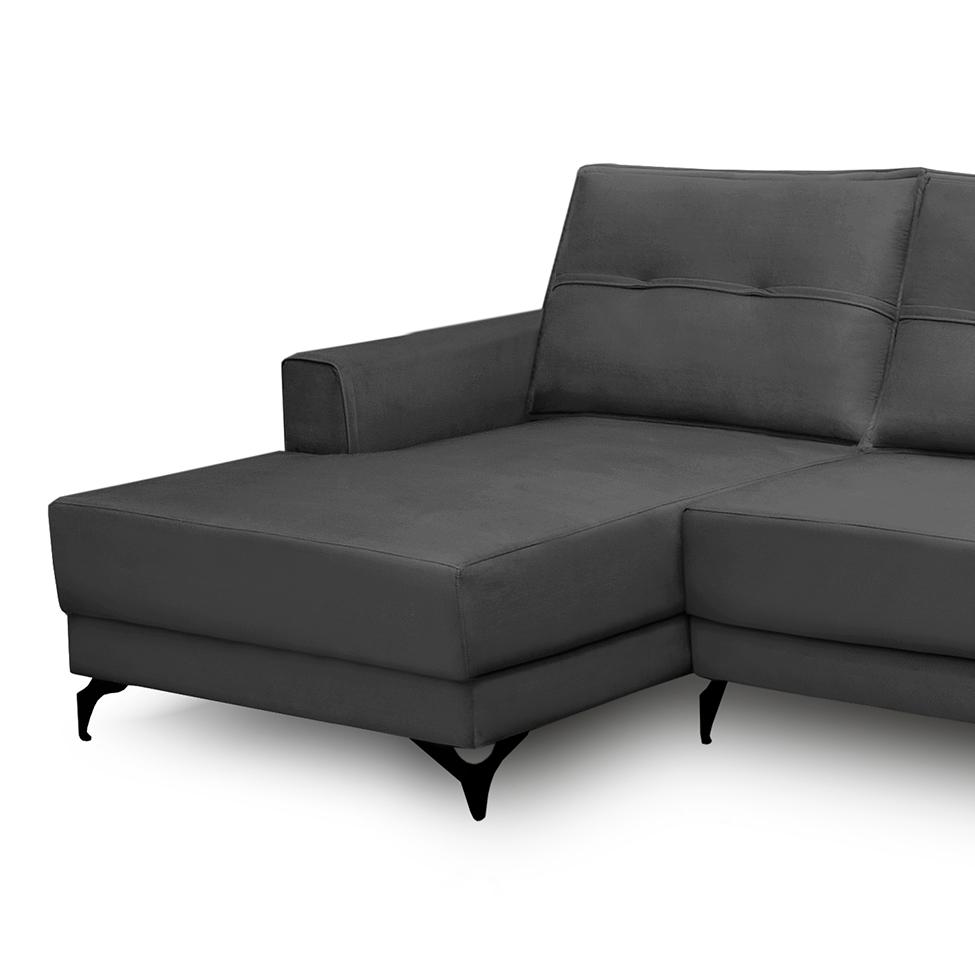 Sofá 4 Lugares Heros com Chaise Esquerdo Veludo Chumbo