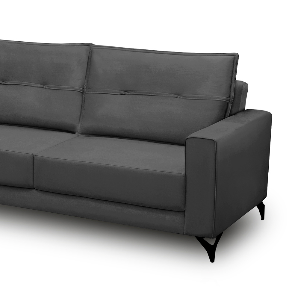 Sofá 4 Lugares Heros com Chaise Esquerdo Veludo Chumbo