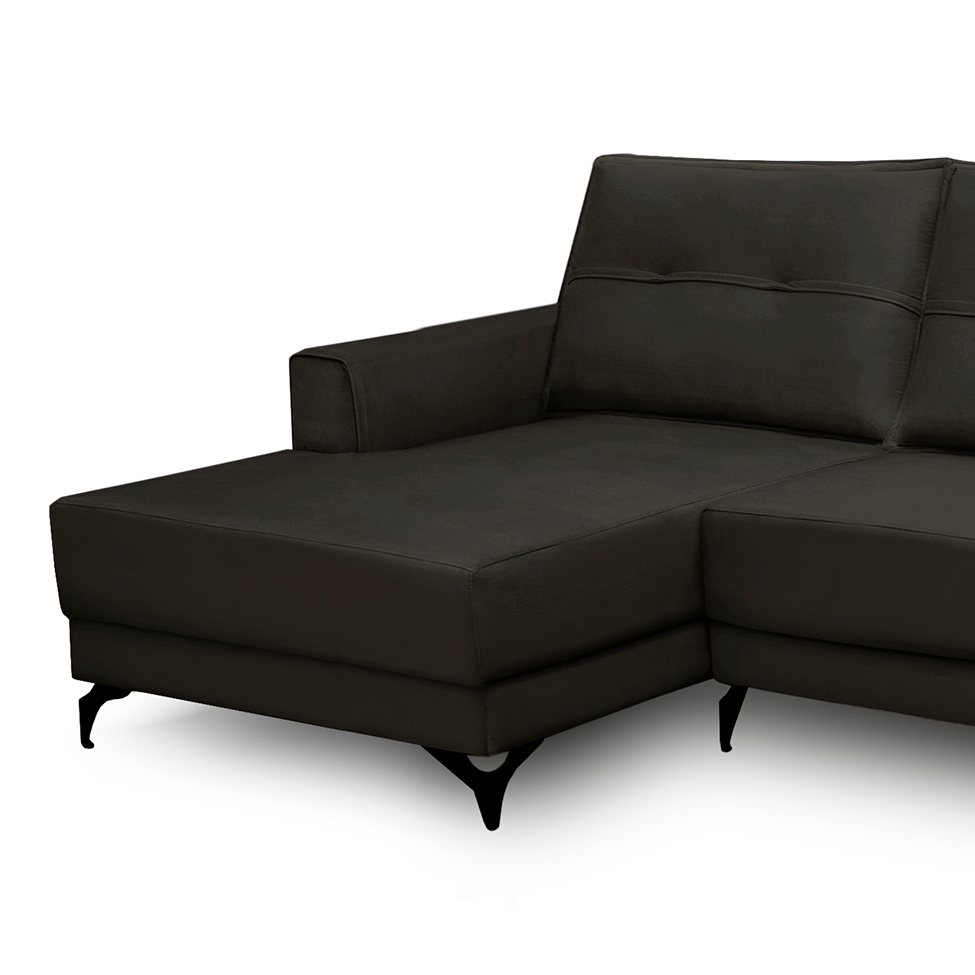 Sofá 4 Lugares Heros com Chaise Esquerdo Veludo Marrom