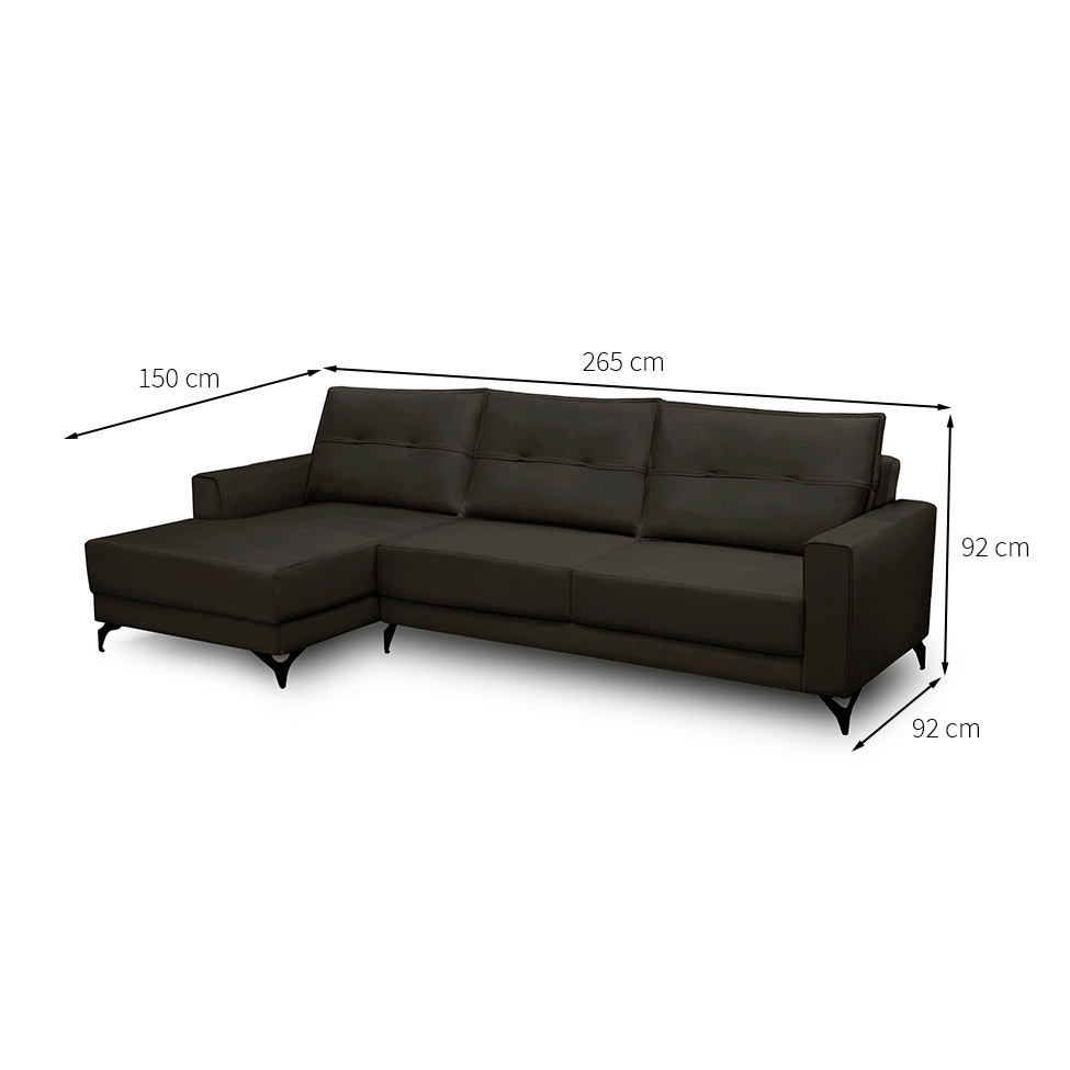 Sofá 4 Lugares Heros com Chaise Esquerdo Veludo Marrom