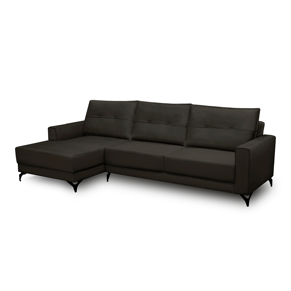 Sofá 4 Lugares Heros com Chaise Esquerdo Veludo Marrom