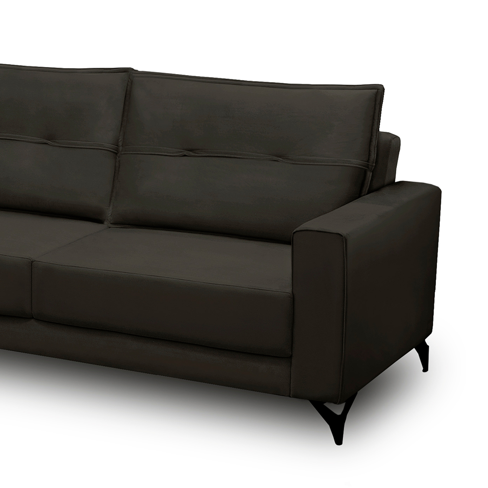 Sofá 4 Lugares Heros com Chaise Esquerdo Veludo Marrom