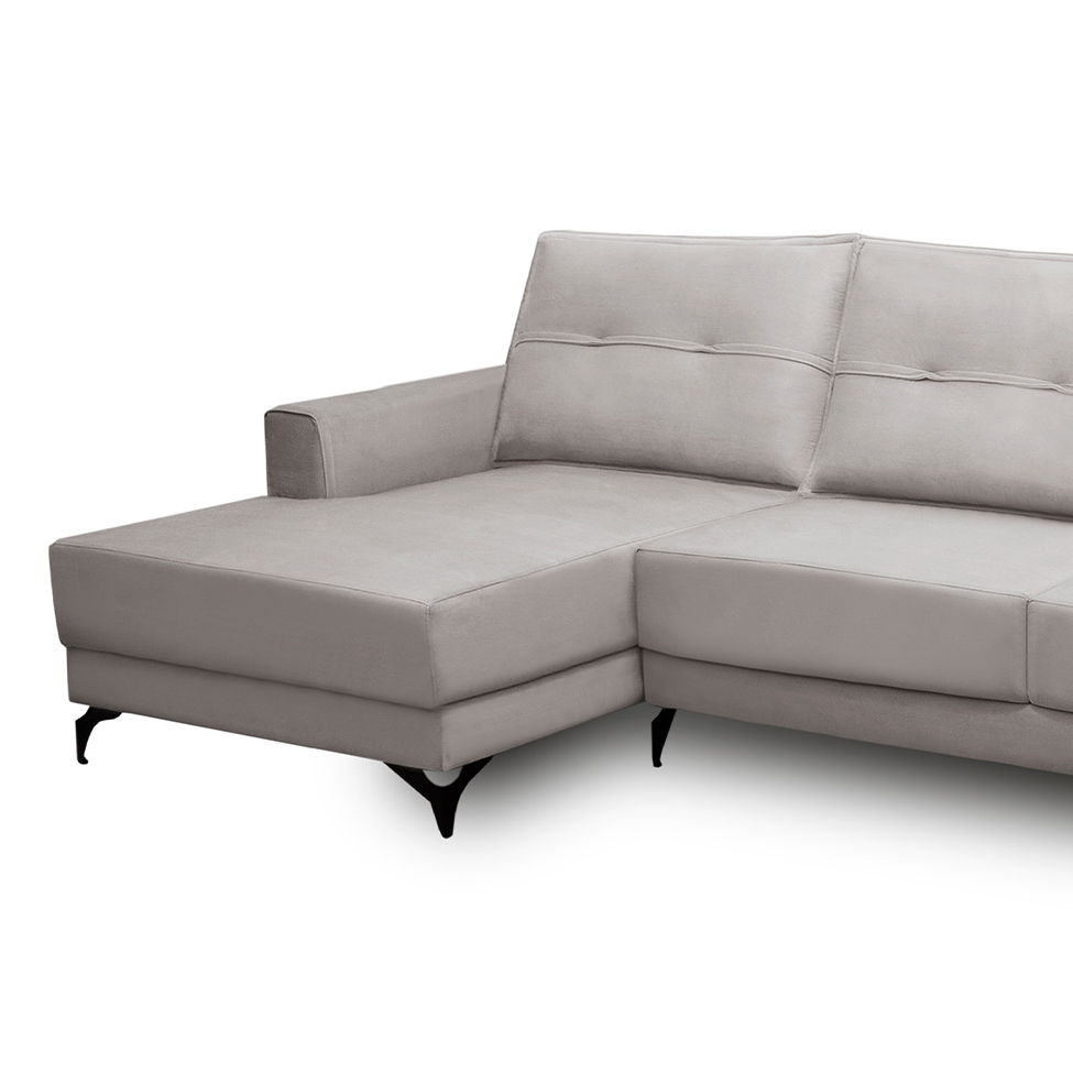 Sofá 4 Lugares Heros com Chaise Esquerdo Veludo Prata