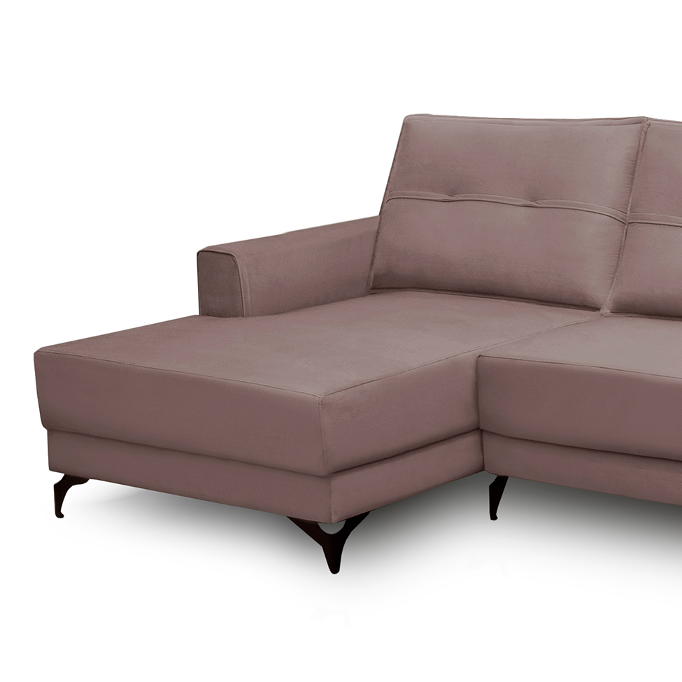 Sofá 4 Lugares Heros com Chaise Esquerdo Veludo Rosê