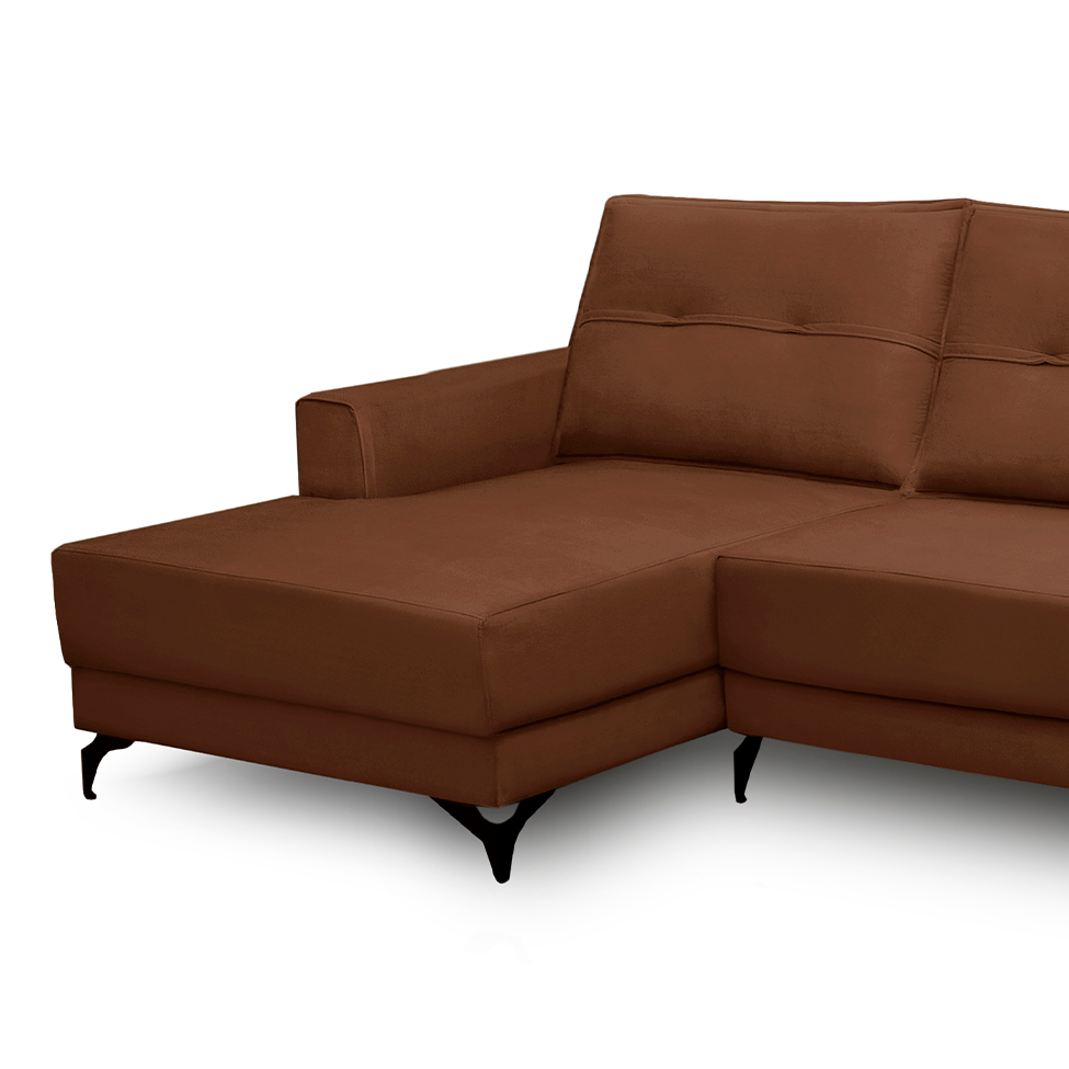Sofá 4 Lugares Heros com Chaise Esquerdo Veludo Terracota