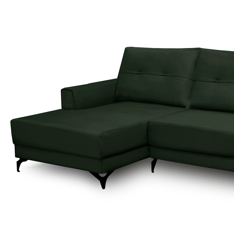 Sofá 4 Lugares Heros com Chaise Esquerdo Veludo Verde