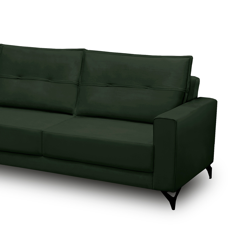 Sofá 4 Lugares Heros com Chaise Esquerdo Veludo Verde