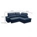 Sofá 4 Lugares Retrátil e Reclinável Arezzo com Chaise Direito Veludo Azul