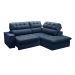 Sofá 4 Lugares Retrátil e Reclinável Arezzo com Chaise Direito Veludo Azul