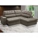 Sofá 4 Lugares Retrátil e Reclinável Arezzo com Chaise Direito Veludo Castor