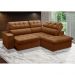 Sofá 4 Lugares Retrátil e Reclinável Arezzo com Chaise Direito Veludo Terracota