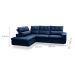 Sofá 4 Lugares Retrátil e Reclinável com Chaise Esquerdo Noruega Veludo Azul