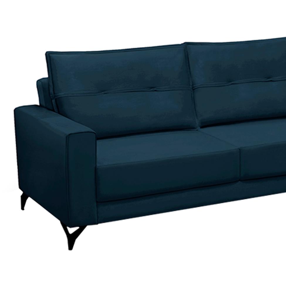 Sofá 5 Lugares Heros com Chaise Direito Veludo Azul