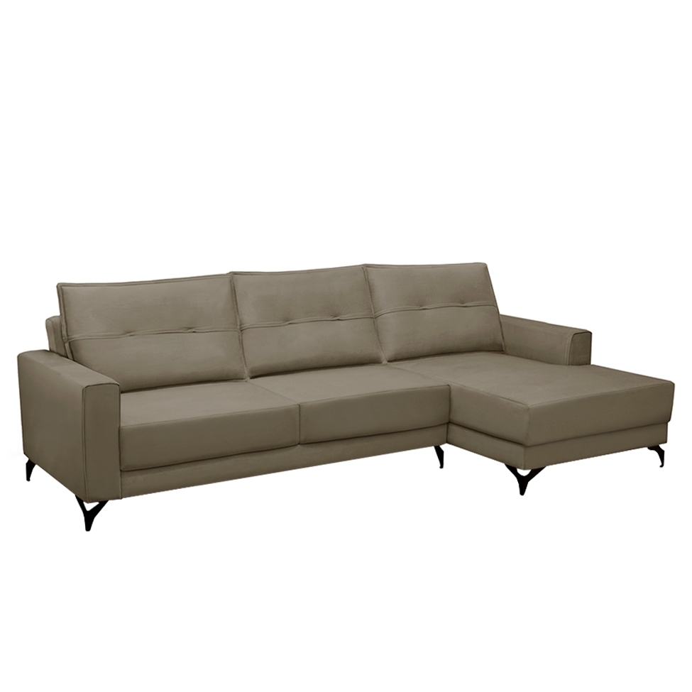 Sofá 5 Lugares Heros com Chaise Direito Veludo Castor