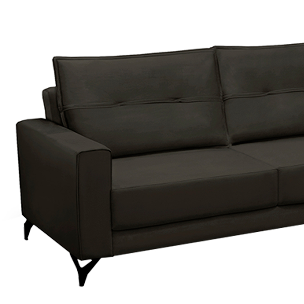 Sofá 5 Lugares Heros com Chaise Direito Veludo Marrom