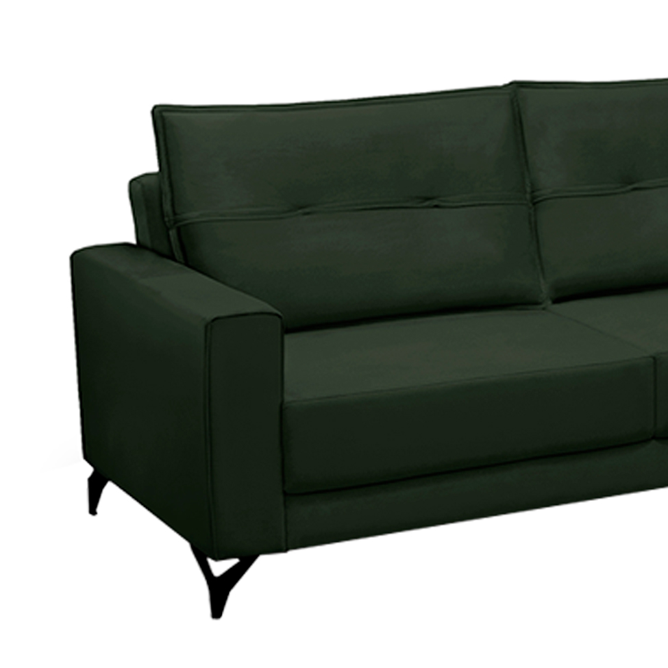 Sofá 5 Lugares Heros com Chaise Direito Veludo Verde