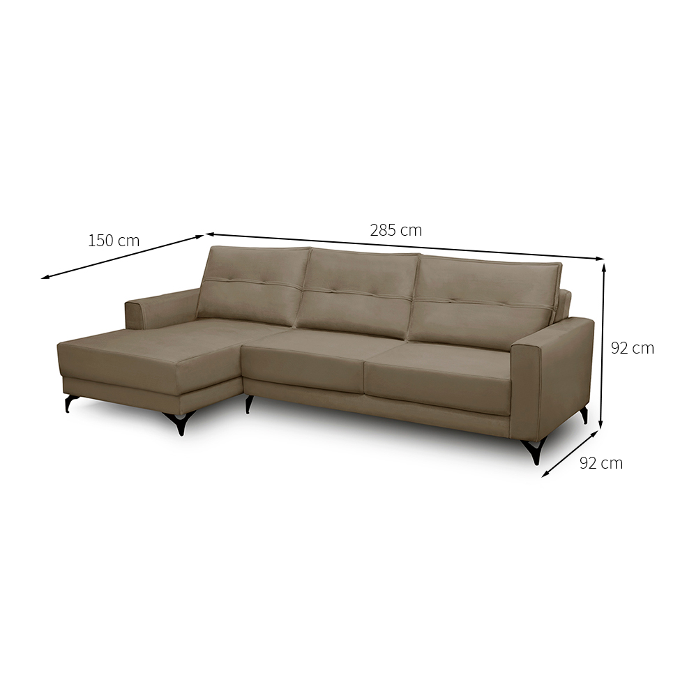 Sofá 5 Lugares Heros com Chaise Esquerdo Veludo Castor
